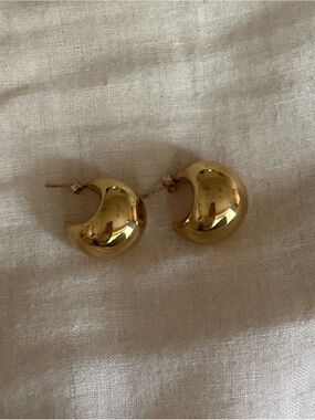 Gold Crescent Hoop Earrings - Women Jewelry